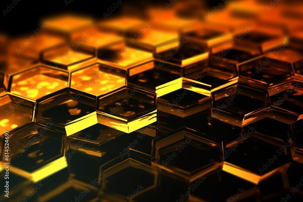 Abstract background formed from yellow hexagons , Glass gold Pattern, Geometric Crystals, Abstract Abstract background formed from yellow hexagons , Glass gold Pattern, Geometric Crystals, Abstract