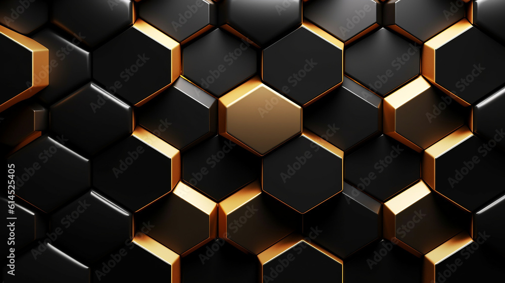 Luxury hexagonal abstract black metal background. 3d geometric texture illustration. Black horizontal banner wallpaper Luxury hexagonal abstract black metal background. 3d geometric texture illustration. Black horizontal banner wallpaper