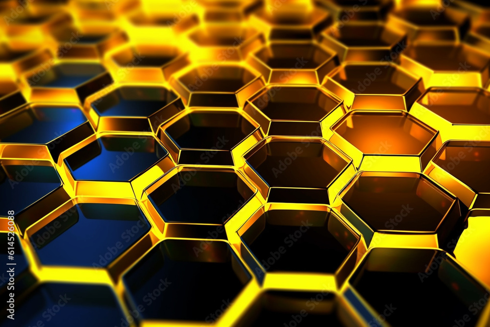 Abstract background formed from yellow hexagons , Glass gold Pattern, Geometric Crystals, Abstract Abstract background formed from yellow hexagons , Glass gold Pattern, Geometric Crystals, Abstract