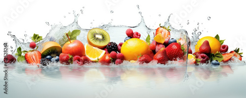 Mixed fresh fruits in the water. generative ai