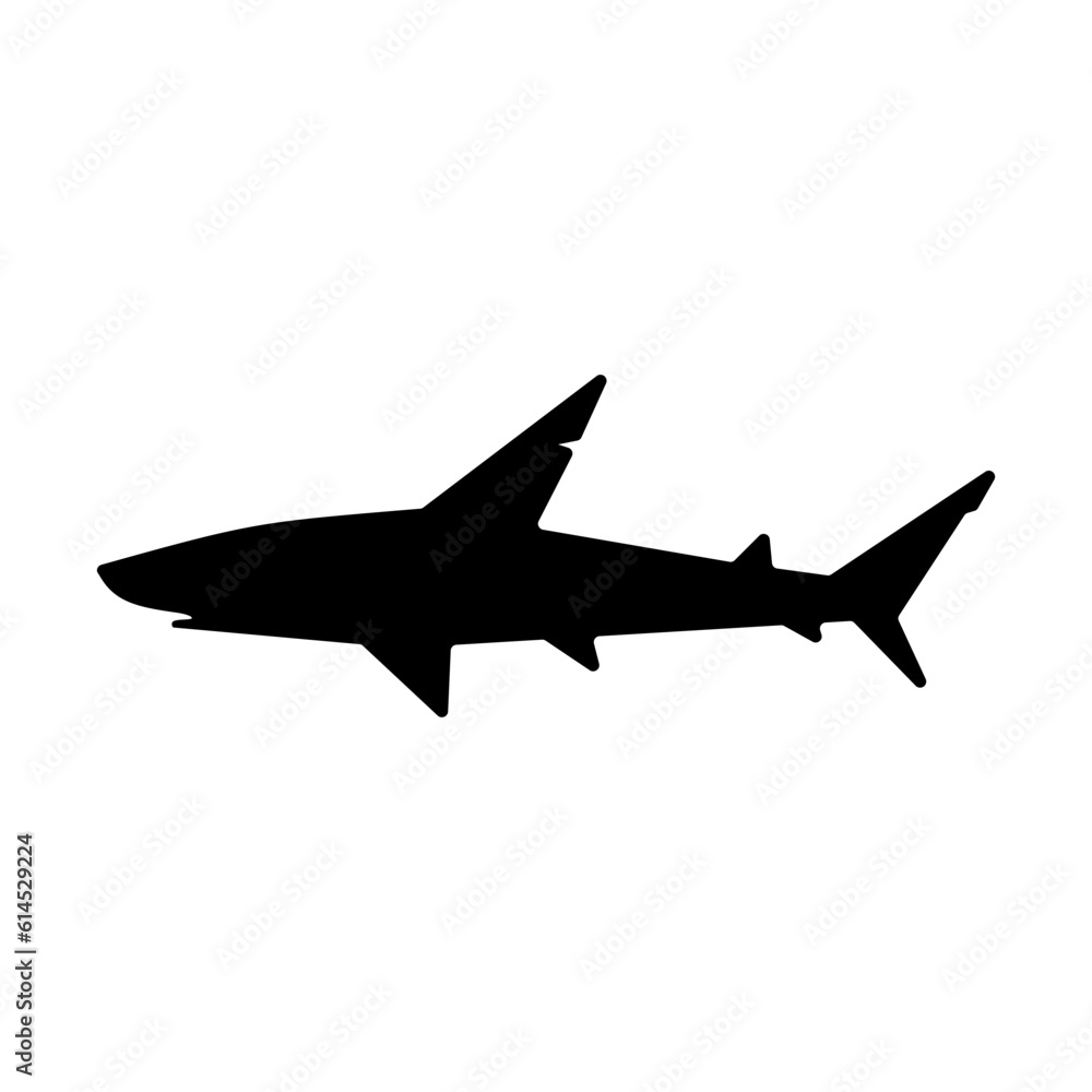 Black silhouette of shark. Vector design. Black silhouette of shark. Vector design.