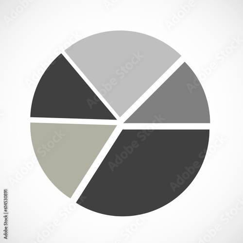 Gray diagram, budget symbol. Pie chart. Vector