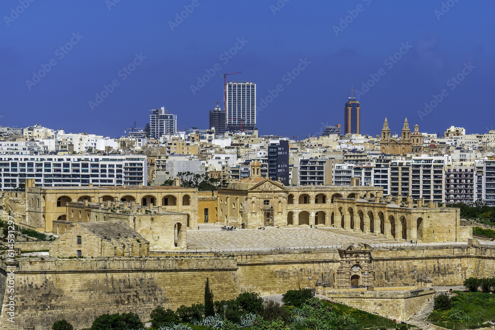 Valletta, Panoramic view of Fort Manoel, Manoel Island, Malta 