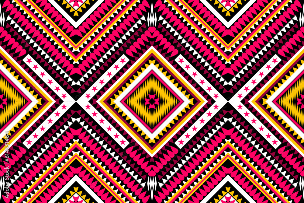 Seamless design pattern, traditional geometric zigzag pattern. yellow red pink white    vector illustration design, abstract fabric pattern, aztec style for textiles, 