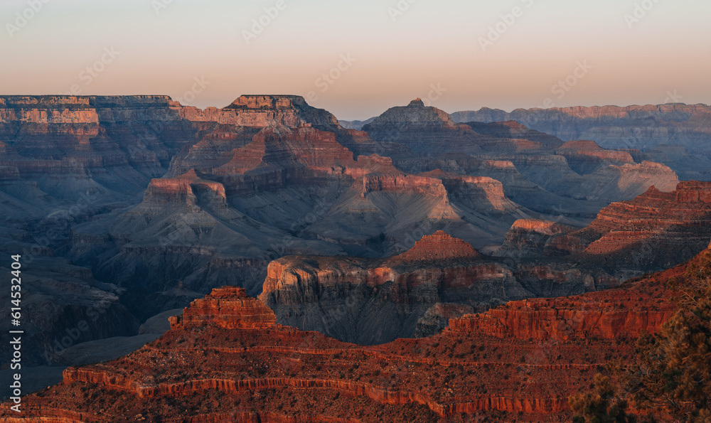 Sunset at the South Rim of the Grand Canyon National Park in Arizona, USA