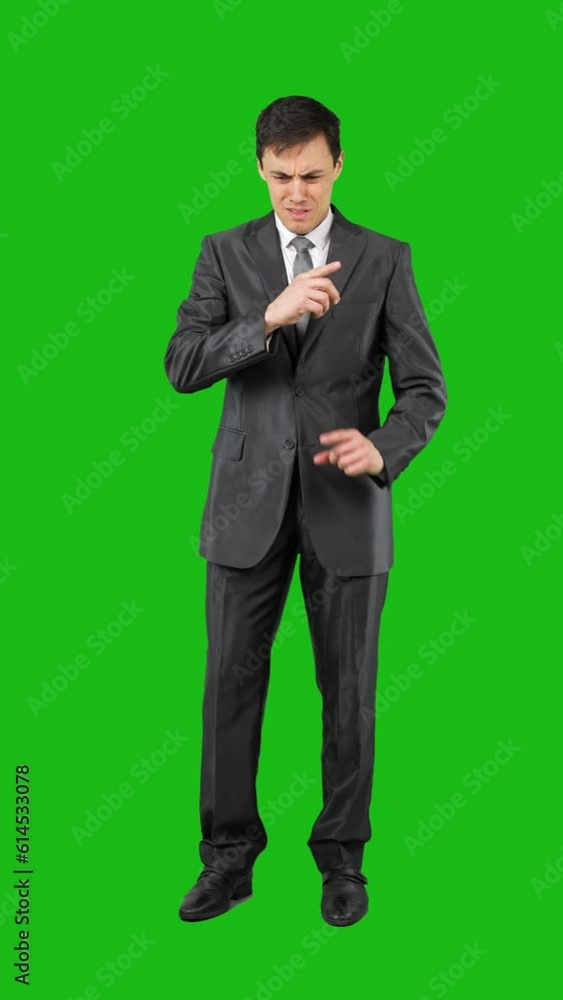 Confused man in elegant suit. Chroma key Confused man in elegant suit. Chroma key