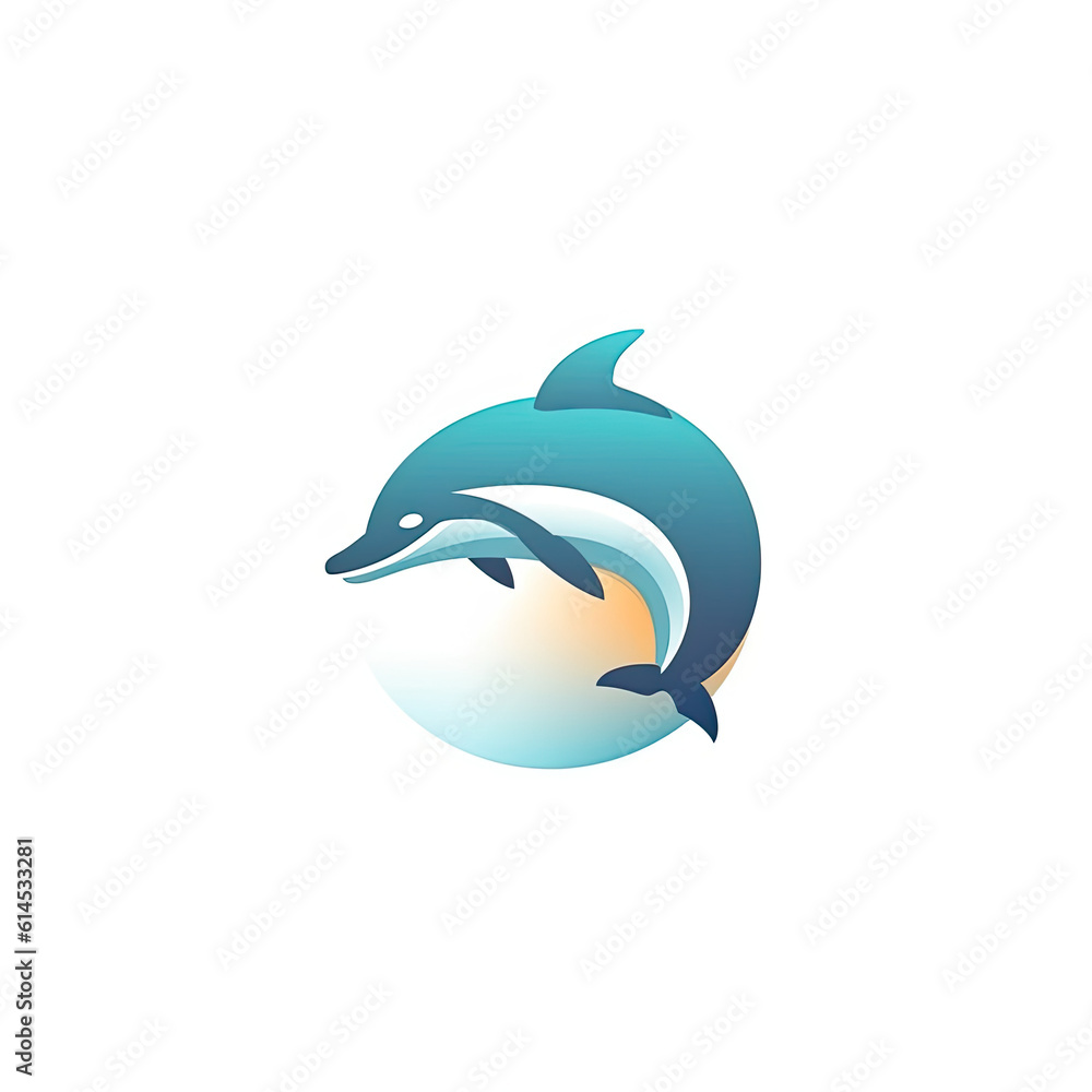 Fototapeta premium minimalist dolphin isolated on white background logo generative ai