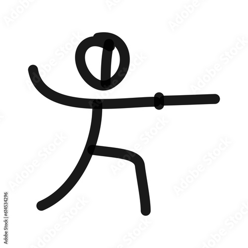 stick figure fencing simple line art doodle