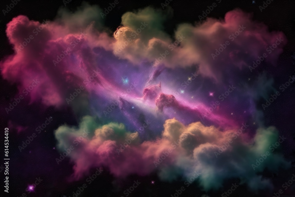 Colorful space galaxy cloud nebula. Universe science astronomy. Supernova background wallpaper.
