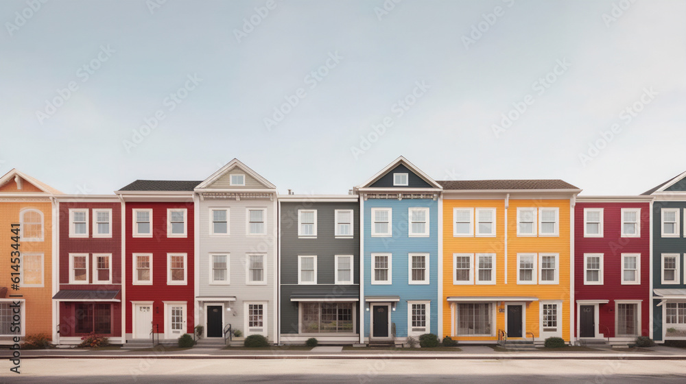 Colourful Row Houses - AI Generated