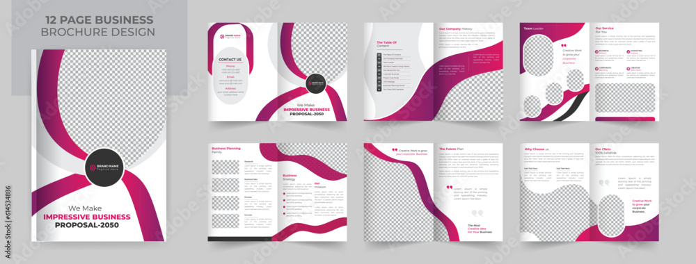 12 page corporate brochure. minimal business company profile, Business brochure template layout design, creative business brochure editable template layout design 
