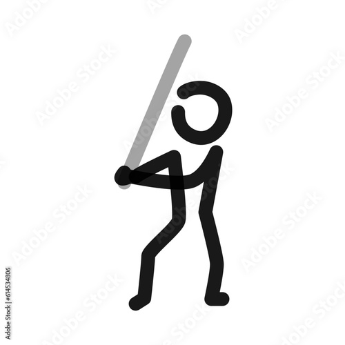 swordsman block figure simple line art vector doodle
