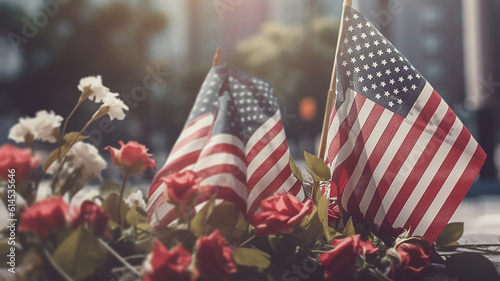 memorial day social media posts with flag , Generative AI.