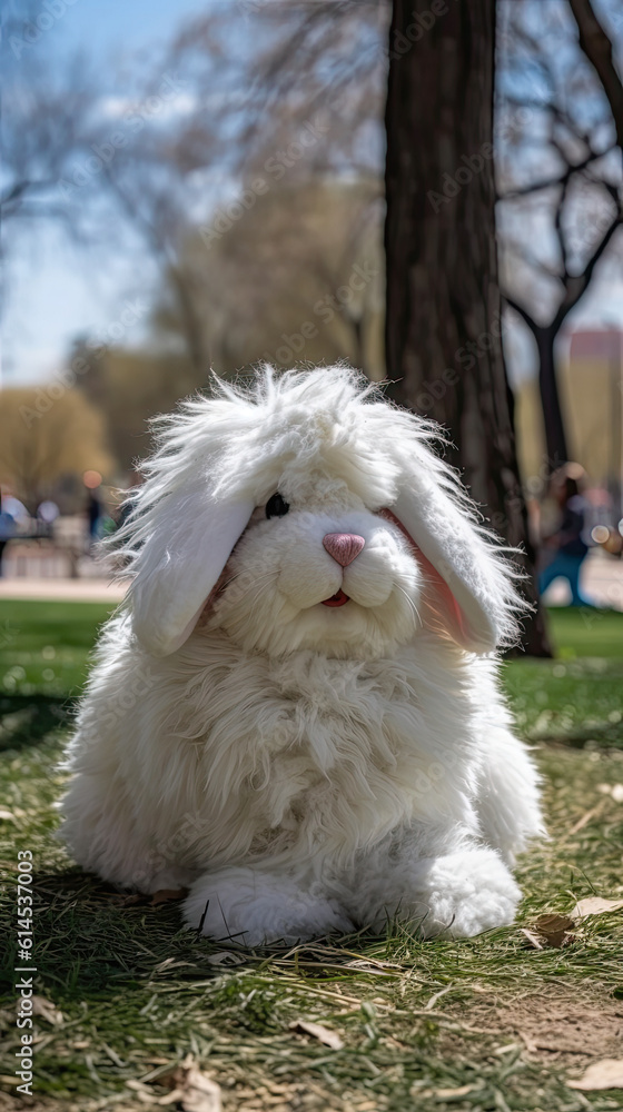 Fluffy Easter Bunny Enjoying a Sunny Day in the Park