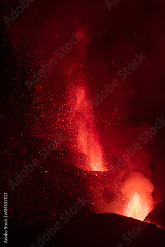 eruption of the volcano on the island of La Palma