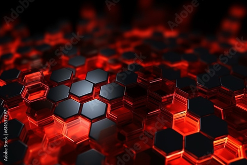 Abstract background formed from red hexagons , Glass red Pattern, Geometric Crystals, Abstract © adel
