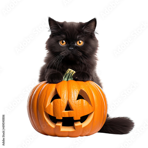 halloween cat isolated on a transparent background, generative ai © Perfect PNG