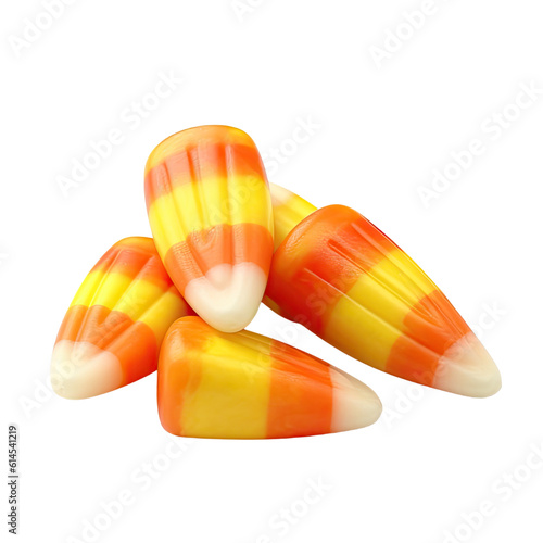 candy corn isolated on a transparent background, generative ai