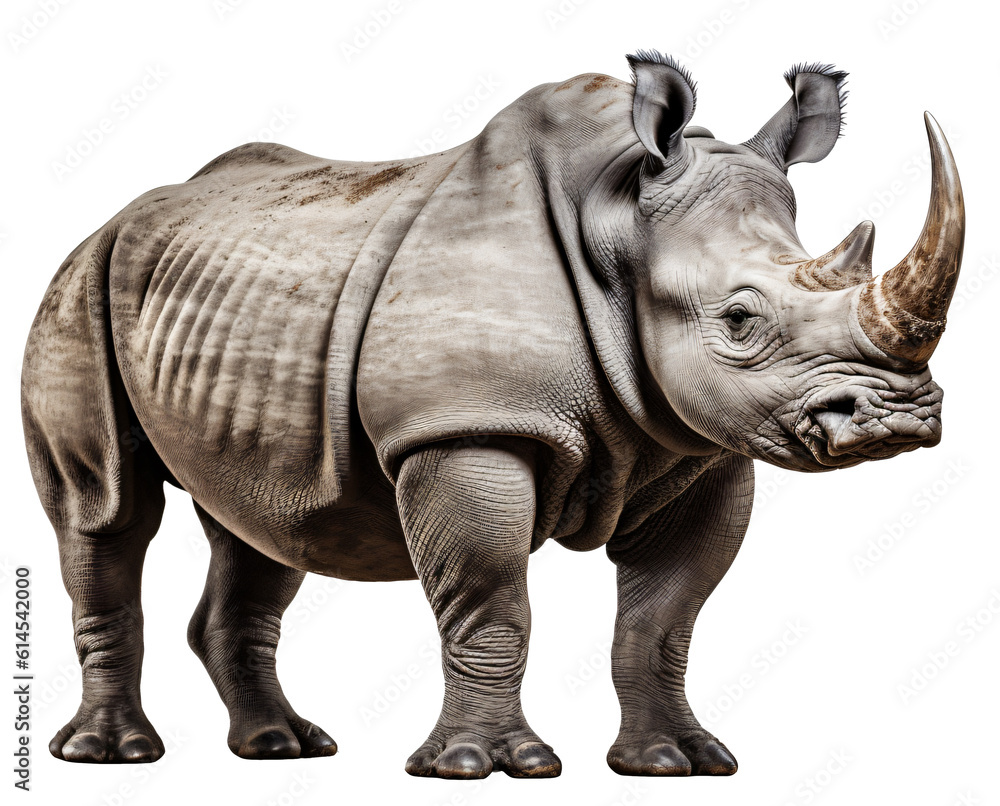 Obraz premium rhinoceros isolated on the transparent background PNG. AI generative.
