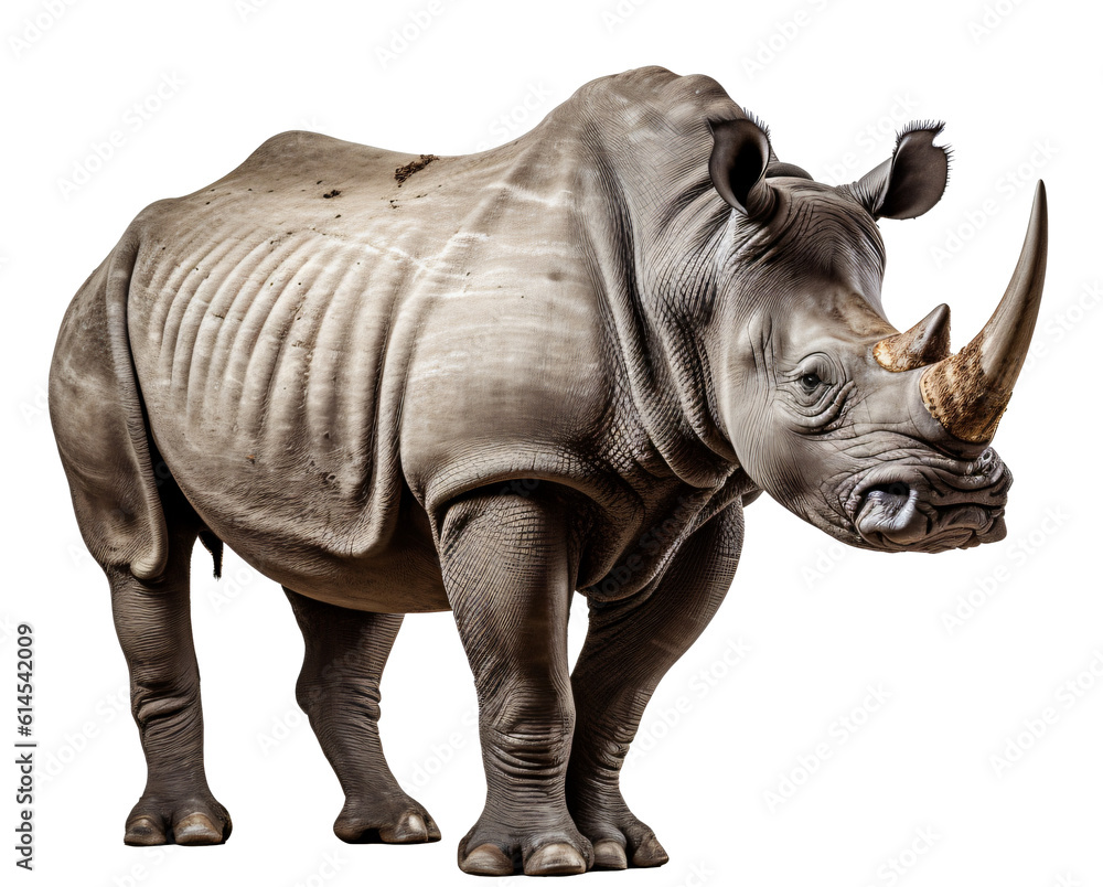 Fototapeta premium rhinoceros isolated on the transparent background PNG. AI generative.