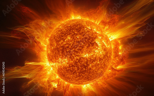solar flare. A state of picturing intense solar flare activity. It involves the occurrence of solar flares and the emission of electromagnetic waves, such as X-rays, as well as the rel Generative AI,