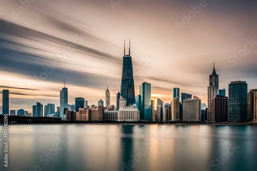 city skyline at sunset generative in ai technology © Aistock