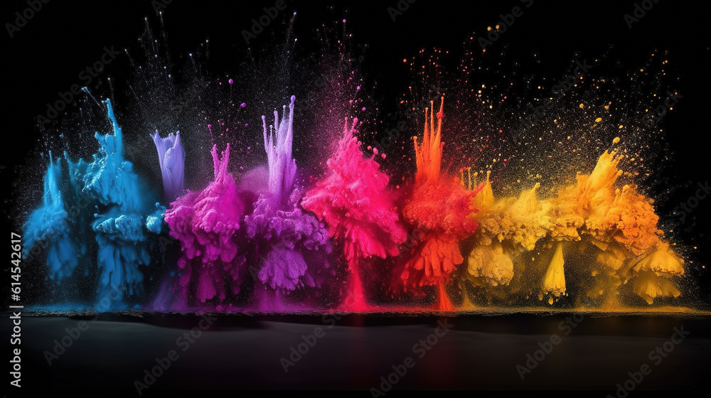 colors in powder are exploding, wallpaper design, ai generated image