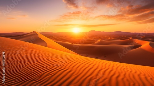 Sunrise in the Desert with Golden Sky