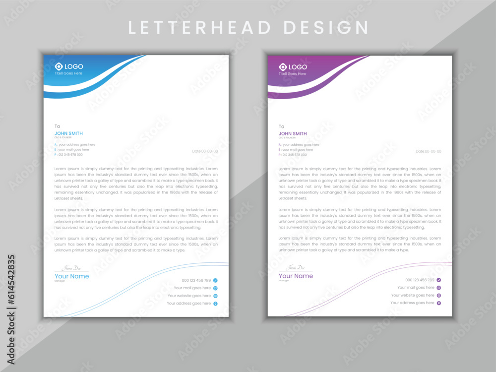 Business style letterhead template design.