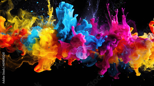 colors under water, fluid ink splashes, wallpaper background design, ai generated image