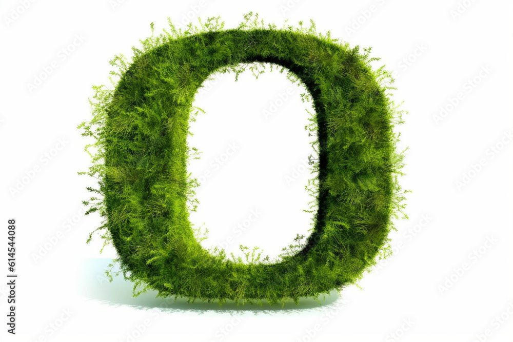 A letter O with grass on a white background, eco text effect, isolated letter with grass effect high quality A letter O with grass on a white background, eco text effect, isolated letter with grass effect high quality