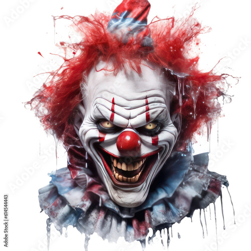 Obraz na plátne evil clown isolated on a transparent background, generative ai
