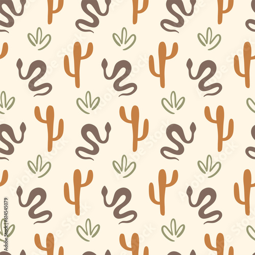 Western Seamless Pattern. Cacti Wild West Print