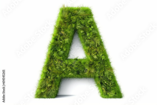 A letter a with grass on a white background, eco text effect, isolated letter with grass effect high quality