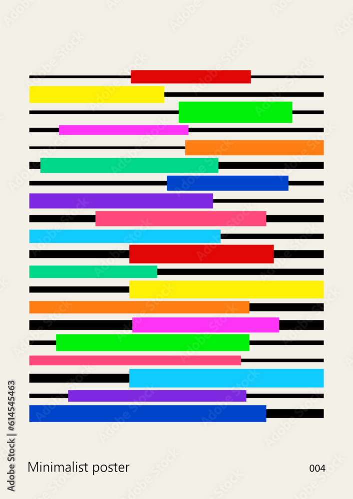 Multicolored geometric bauhaus poster. Modern Art. Minimalist abstract pattern background. Vector illustration. Wall art.