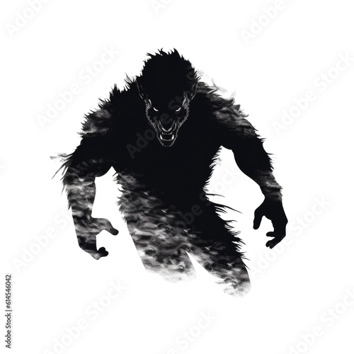 werewolf silhouette isolated on a transparent background, generative ai
