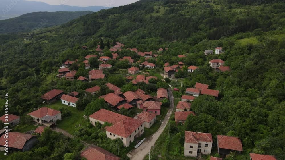 drone aerial view on Lokva village in Serbia Europe in day drone aerial view on Lokva village in Serbia Europe in day