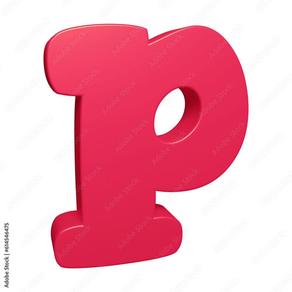 Pink alphabet letter p in 3d rendering for education, text concept Pink alphabet letter p in 3d rendering for education, text concept