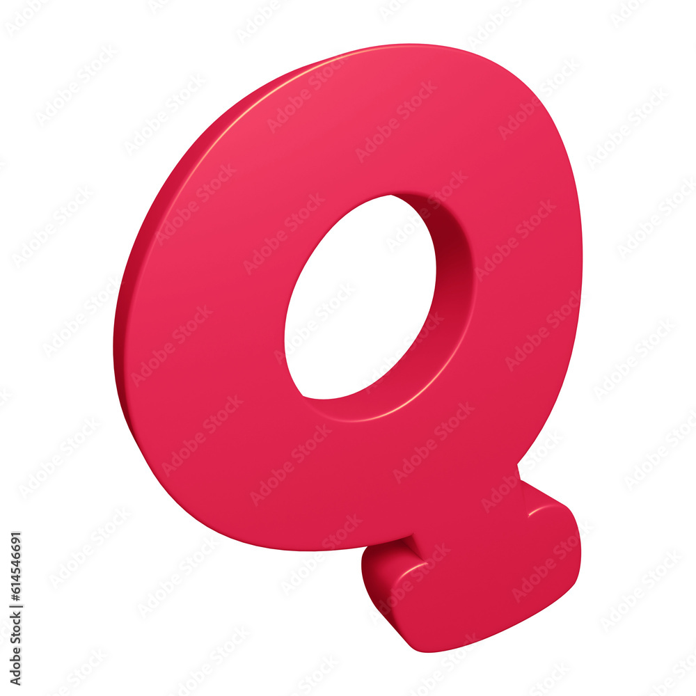 Pink alphabet letter q in 3d rendering for education, text concept Pink alphabet letter q in 3d rendering for education, text concept