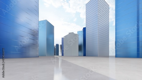 Architecture background cityscape of modern office skyscrapers 3d render