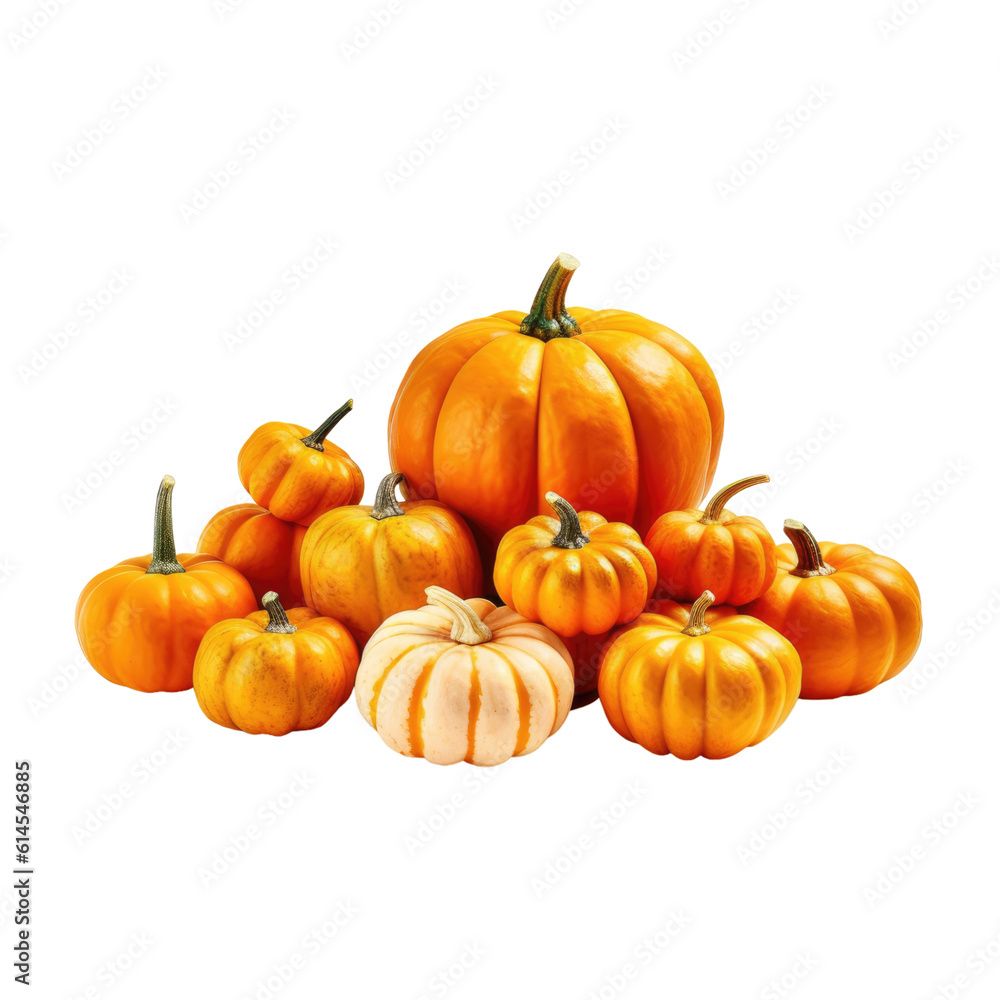 Obraz premium pumpkin patch isolated on a transparent background, generative ai
