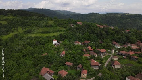 drone aerial view on Lokva village in Serbia Europe in day photo