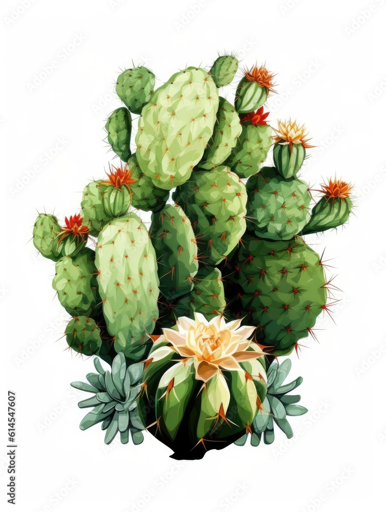 Fototapeta premium Watercolor Cactus Oasis - Generative AI