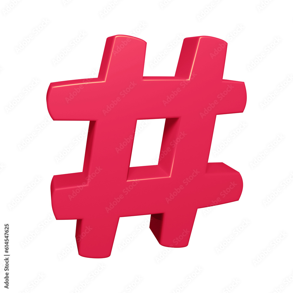 Obraz premium Pink hashtag symbol or icon design in 3d rendering 
