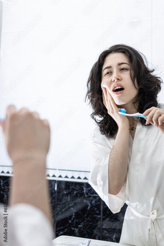 Pain, tooth ache and toothache from poor dental care, gum disease or