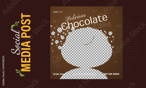 Homemade  chocolate cakes sale  social media post template for cake shop