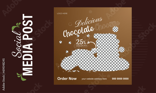 Delicious chocolate cookie social media banner design vector template.