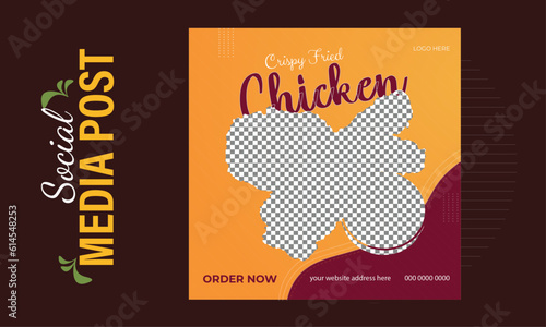 Crispy Fried  Chicken Food Social Media Post Design Template
