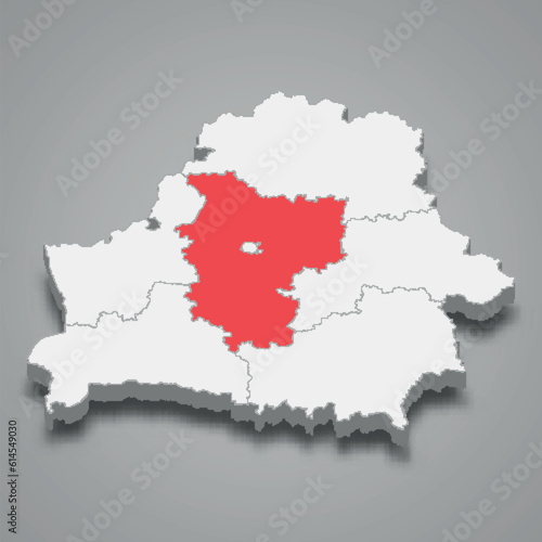 Minsk oblast region location within Belarus 3d imap
