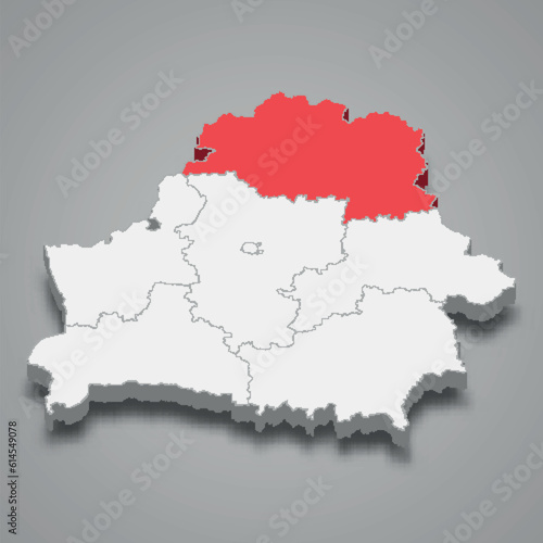 Vitebsk oblast region location within Belarus 3d imap